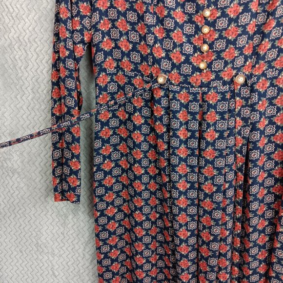 JONATHAN MARTIN Women's Navy Floral Button Front Cottagecore Midi Dress Size 12 - Picture 3 of 8